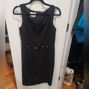 David Warren Black Dress with gold bead belt